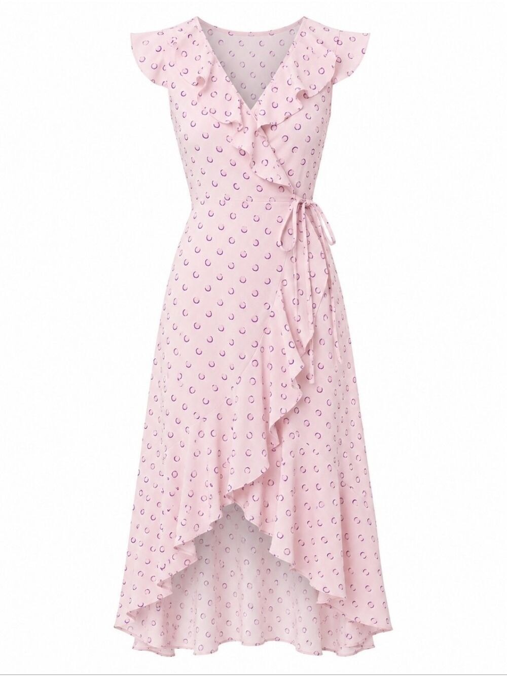 DONNA MORGAN LIGHTWEIGHT SUMMERY PRINTED CHIFFON PINK WRAP DRESS SIZE 12 NWT